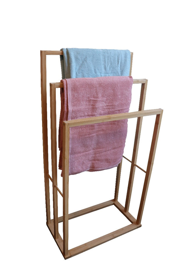 CARLA HOME Bamboo Towel Bar Holder Rack 3-Tier Freestanding for Bathroom and Bedroom - Delldesign Living - Furniture > Bathroom - free-shipping