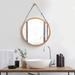 Hanging Round Wall Mirror 45 cm - Solid Bamboo Frame and Adjustable Leather Strap for Bathroom and Bedroom - Delldesign Living - Health & Beauty > Makeup Mirrors - free-shipping