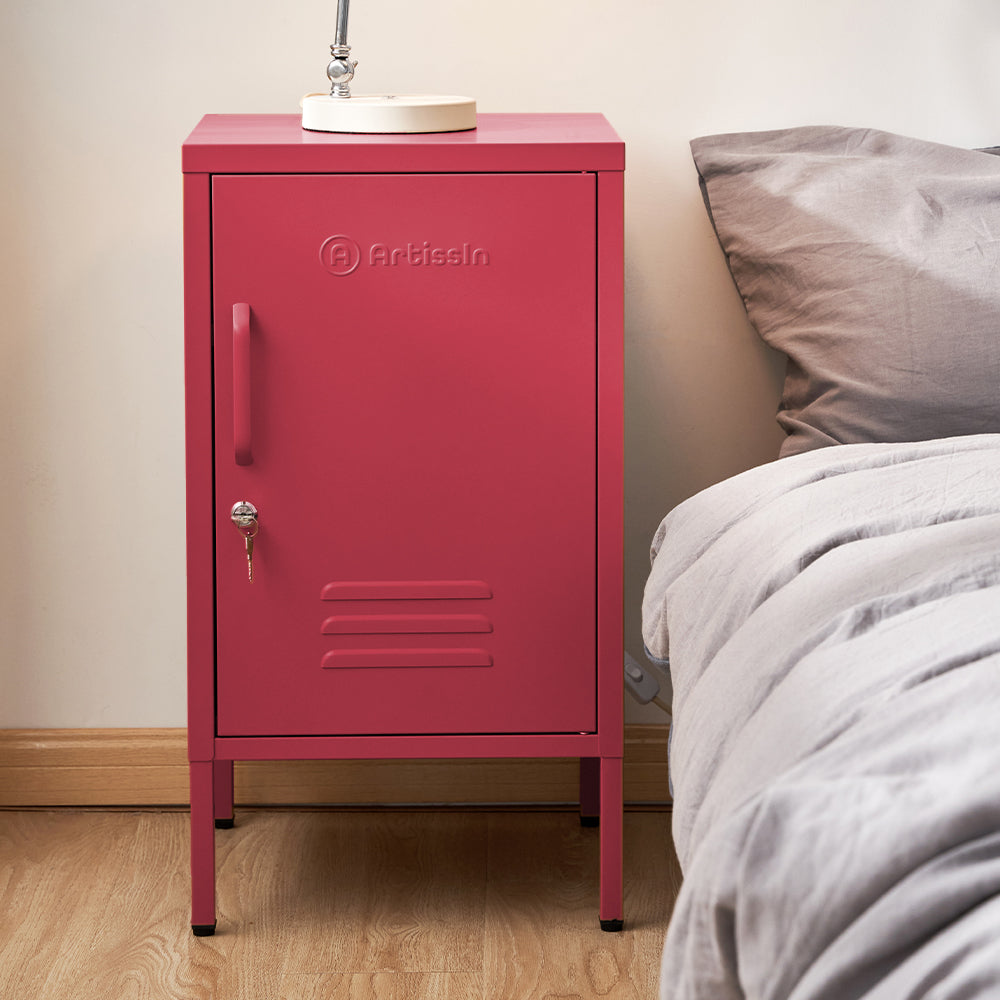 ArtissIn Metal Locker Storage Shelf Filing Cabinet Cupboard Bedside Table Pink - Delldesign Living - Furniture > Bedroom - free-shipping