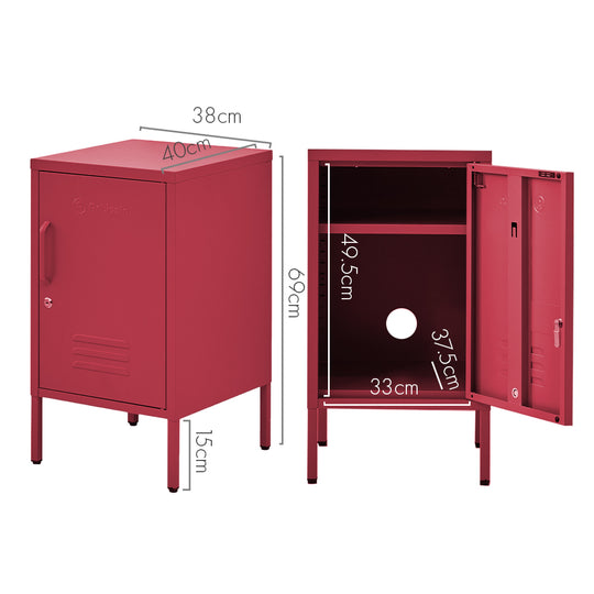 ArtissIn Metal Locker Storage Shelf Filing Cabinet Cupboard Bedside Table Pink - Delldesign Living - Furniture > Bedroom - free-shipping