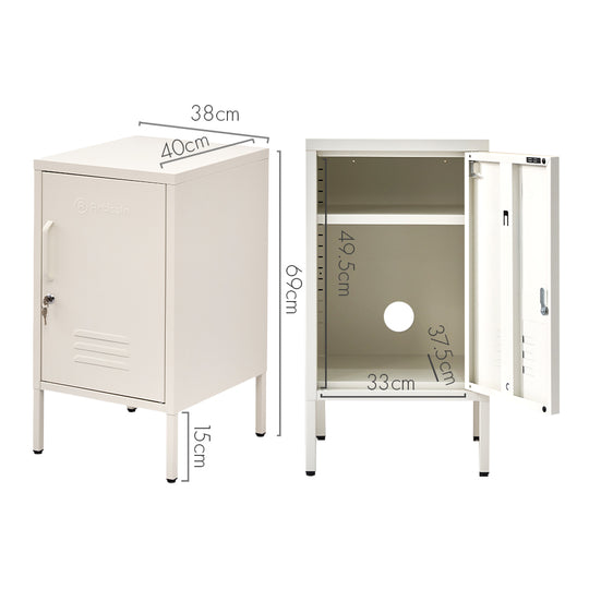 ArtissIn Metal Locker Storage Shelf Filing Cabinet Cupboard Bedside Table White - Delldesign Living - Furniture > Bedroom - free-shipping, hamptons