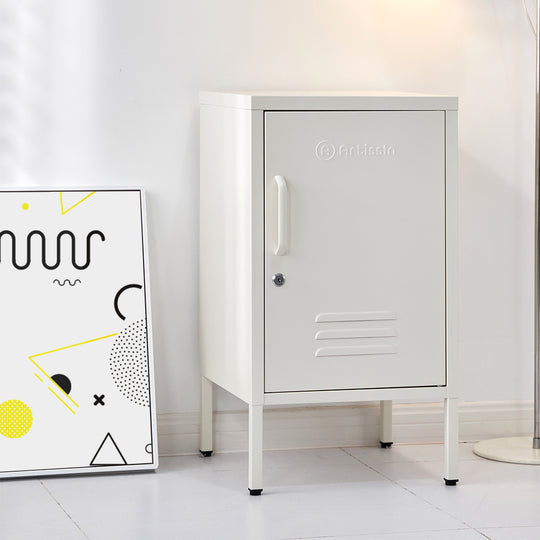 ArtissIn Metal Locker Storage Shelf Filing Cabinet Cupboard Bedside Table White - Delldesign Living - Furniture > Bedroom - free-shipping, hamptons