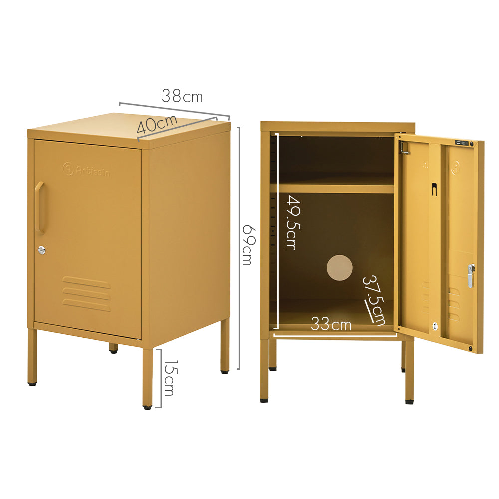 ArtissIn Metal Locker Storage Shelf Filing Cabinet Cupboard Bedside Table Yellow - Delldesign Living - Furniture > Bedroom - free-shipping