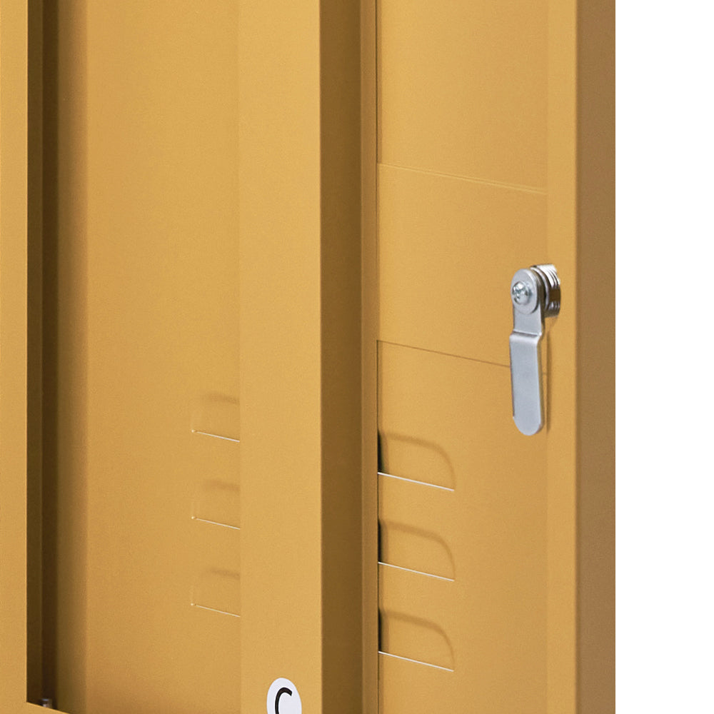 ArtissIn Metal Locker Storage Shelf Filing Cabinet Cupboard Bedside Table Yellow - Delldesign Living - Furniture > Bedroom - free-shipping