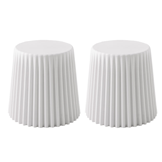 ArtissIn Set of 2 Cupcake Stool Plastic Stacking Stools Chair Outdoor Indoor White - Delldesign Living - Furniture > Bar Stools & Chairs - free-shipping