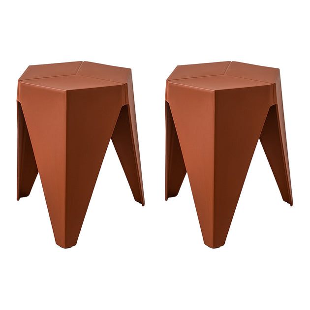 ArtissIn Set of 2 Puzzle Stool Plastic Stacking Stools Chair Outdoor Indoor Red - Delldesign Living - Furniture > Bar Stools & Chairs - free-shipping