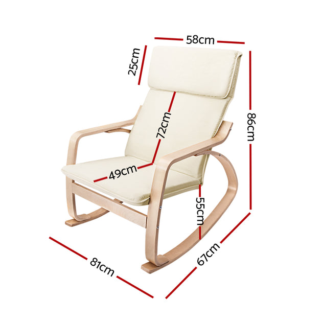Artiss Fabric Rocking Armchair - Beige - Delldesign Living - Furniture > Living Room - free-shipping, hamptons
