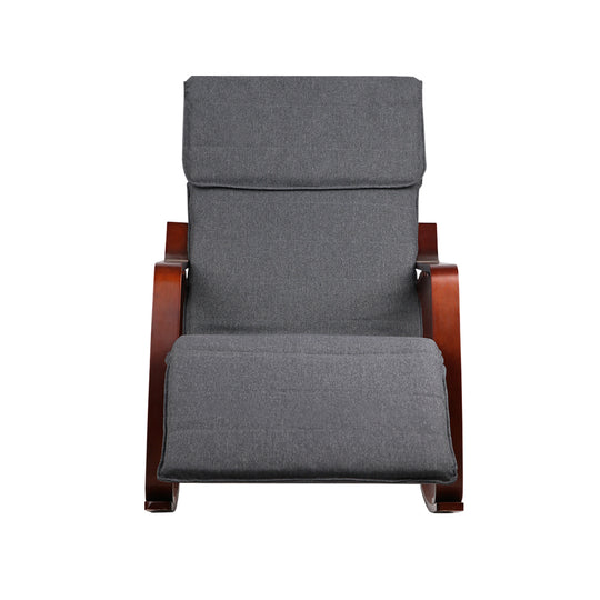 Artiss Fabric Rocking Armchair with Adjustable Footrest - Charcoal - Delldesign Living - Furniture > Living Room - free-shipping