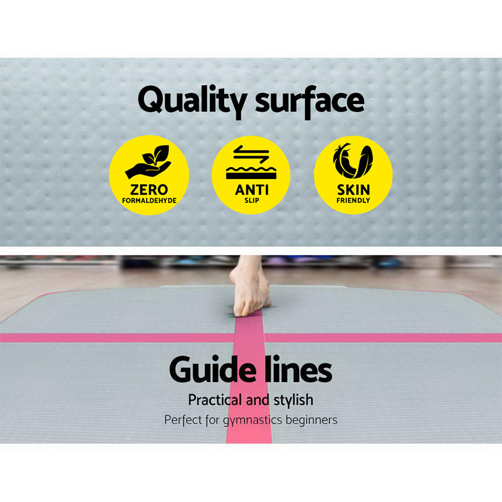 Everfit 3m x 1m Air Track Mat Gymnastic Tumbling Pink and Grey - Delldesign Living - Sports & Fitness > Fitness Accessories - free-shipping