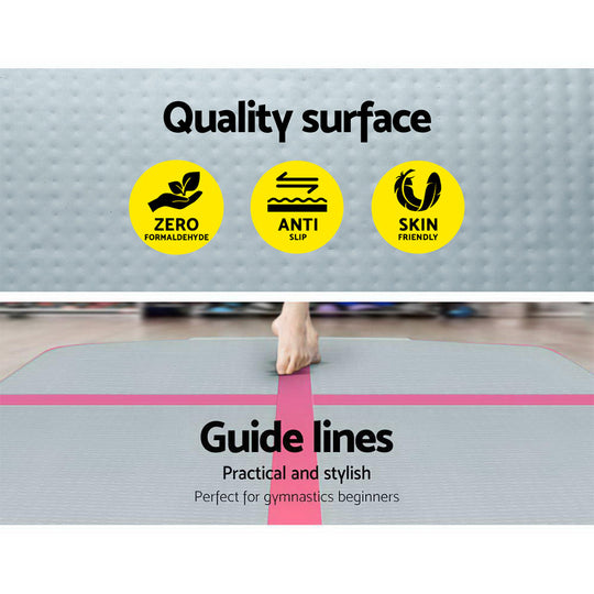 Everfit 3m x 1m Air Track Mat Gymnastic Tumbling Pink and Grey - Delldesign Living - Sports & Fitness > Fitness Accessories - free-shipping