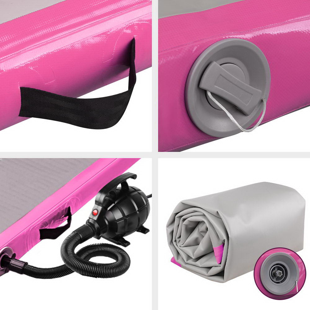 Everfit GoFun 3X1M Inflatable Air Track Mat with Pump Tumbling Gymnastics Pink - Delldesign Living - Sports & Fitness > Fitness Accessories - free-shipping