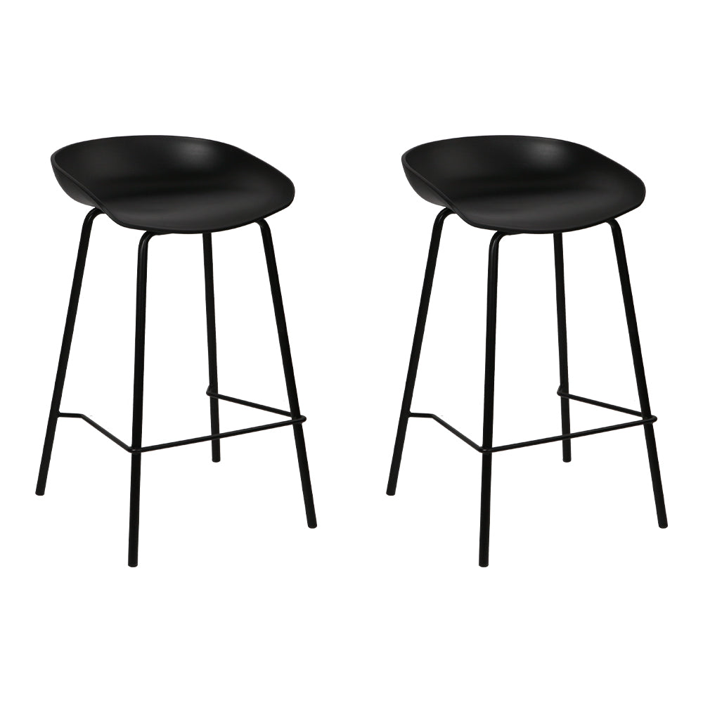 Artiss Set of 2 Metal Bar Stools - Black - Delldesign Living - Furniture > Bar Stools & Chairs - free-shipping