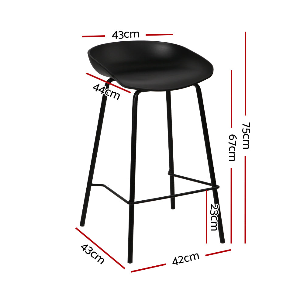 Artiss Set of 2 Metal Bar Stools - Black - Delldesign Living - Furniture > Bar Stools & Chairs - free-shipping