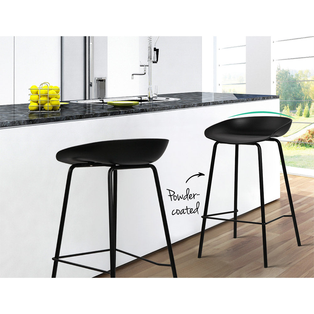 Artiss Set of 2 Metal Bar Stools - Black - Delldesign Living - Furniture > Bar Stools & Chairs - free-shipping