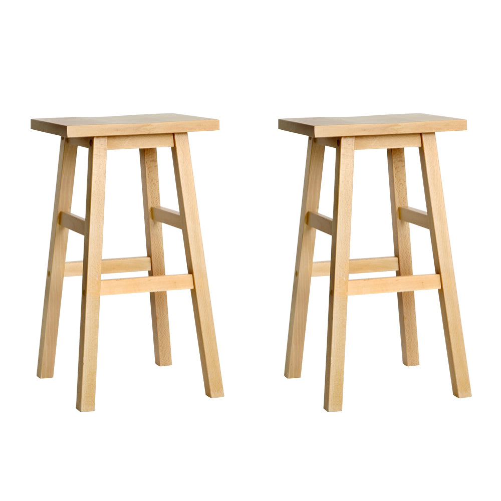Artiss Set of 2 Beech Wood Bar Stools - Natural - Delldesign Living - Furniture > Bar Stools & Chairs - free-shipping