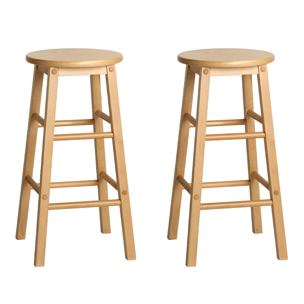 Artiss Set of 2 Beech Wood Backless Bar Stools - Natural - Delldesign Living - Furniture > Bar Stools & Chairs - free-shipping