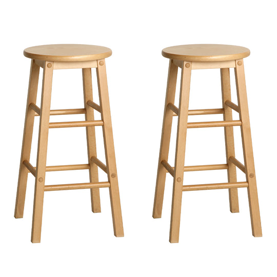 Artiss Set of 2 Beech Wood Backless Bar Stools - Natural - Delldesign Living - Furniture > Bar Stools & Chairs - free-shipping