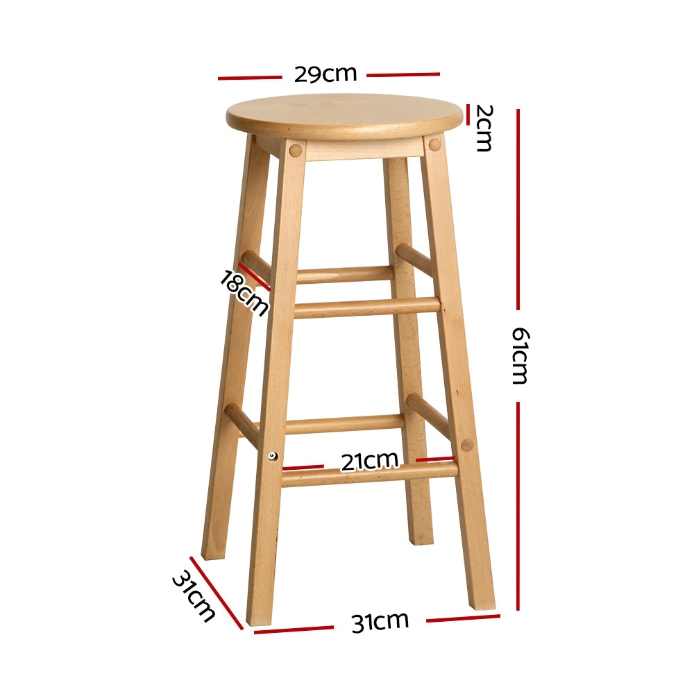 Artiss Set of 2 Beech Wood Backless Bar Stools - Natural - Delldesign Living - Furniture > Bar Stools & Chairs - free-shipping