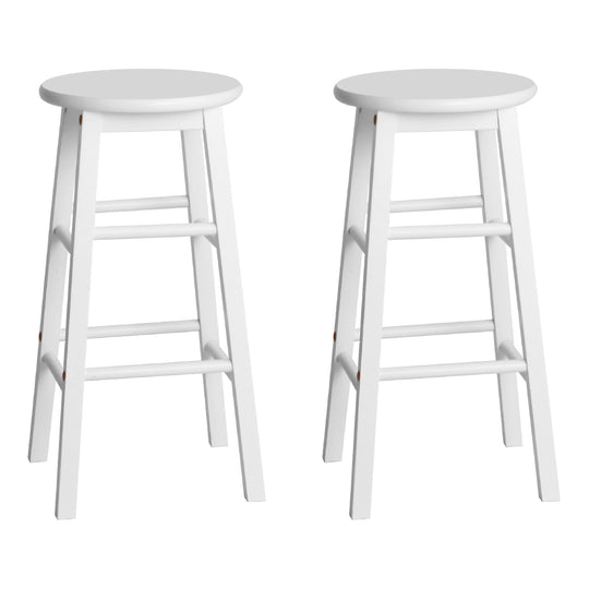 Artiss Set of 2 Beech Wood Backless Bar Stools - White - Delldesign Living - Furniture > Bar Stools & Chairs - free-shipping, hamptons