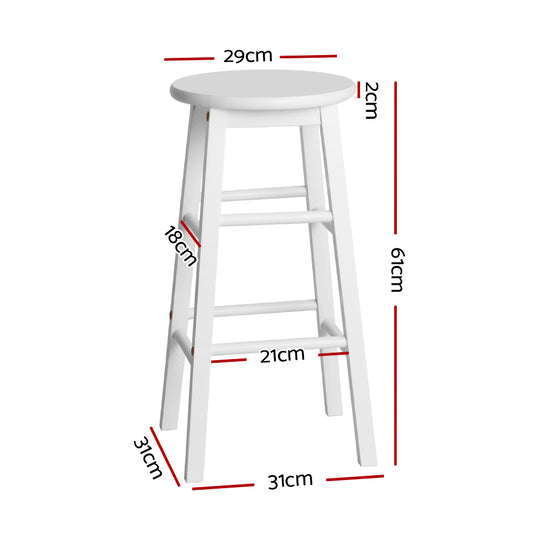 Artiss Set of 2 Beech Wood Backless Bar Stools - White - Delldesign Living - Furniture > Bar Stools & Chairs - free-shipping, hamptons