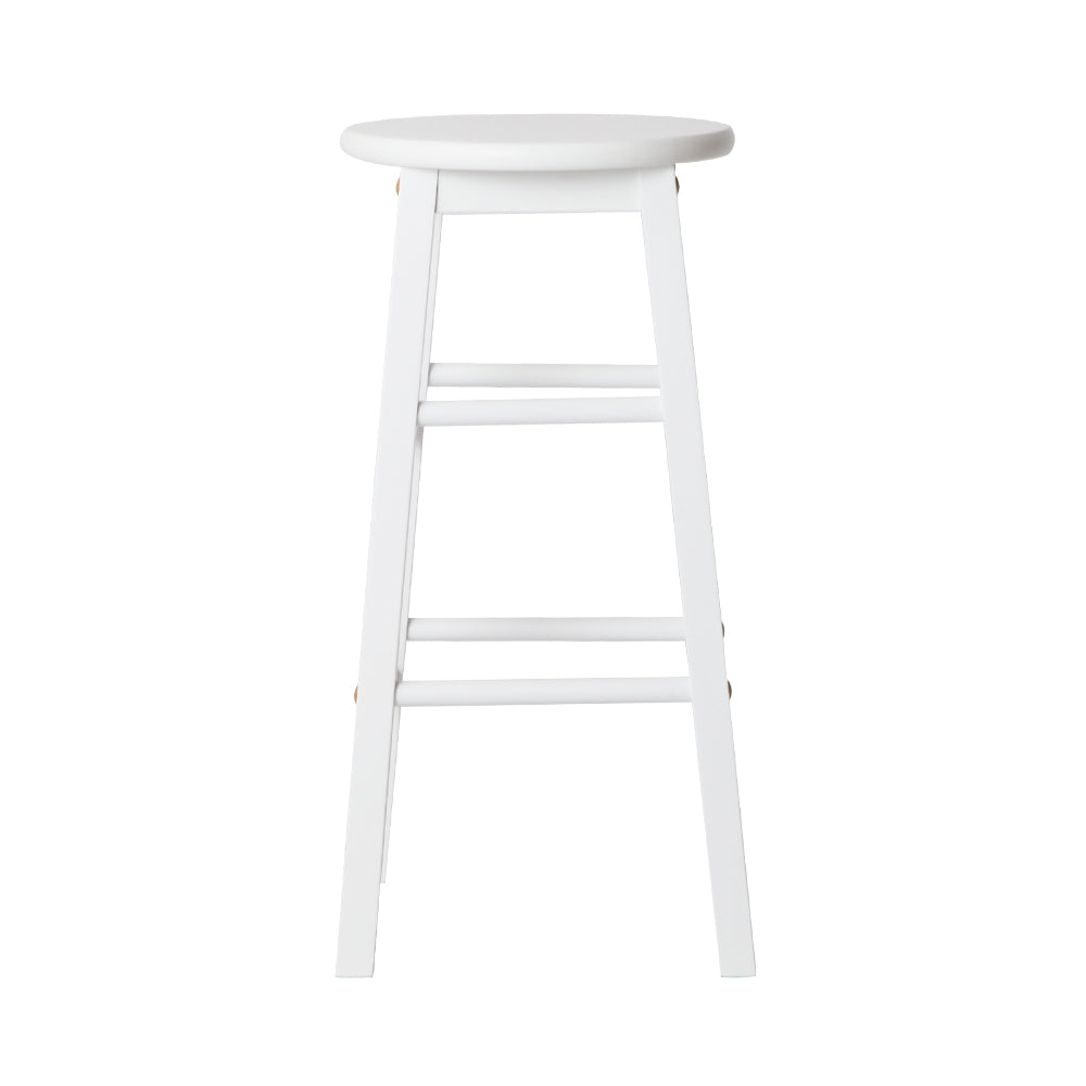 Artiss Set of 2 Beech Wood Backless Bar Stools - White - Delldesign Living - Furniture > Bar Stools & Chairs - free-shipping, hamptons