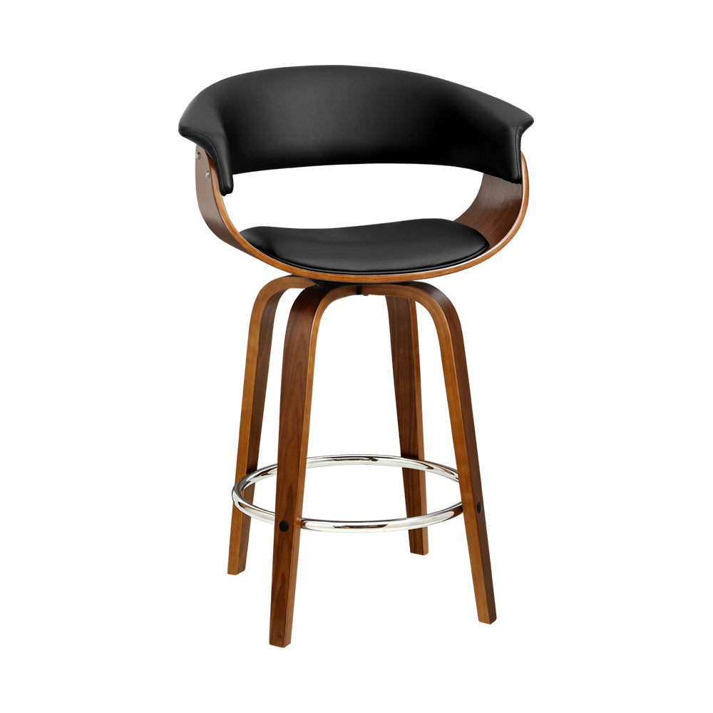 Artiss Swivel PU Leather Bar Stool - Wood and Black - Delldesign Living - Furniture > Bar Stools & Chairs - free-shipping