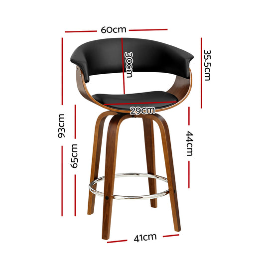 Artiss Swivel PU Leather Bar Stool - Wood and Black - Delldesign Living - Furniture > Bar Stools & Chairs - free-shipping