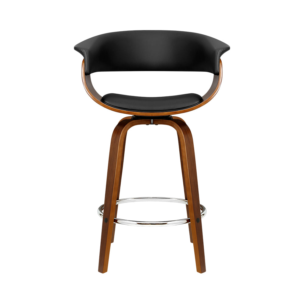 Artiss Swivel PU Leather Bar Stool - Wood and Black - Delldesign Living - Furniture > Bar Stools & Chairs - free-shipping