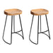 Artiss Set of 2 Elm Wood Backless Bar Stools 65cm - Black and Light Natural - Delldesign Living - Furniture > Bar Stools & Chairs - free-shipping