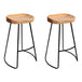 Artiss Set of 2 Elm Wood Backless Bar Stools 65cm - Black and Light Natural - Delldesign Living - Furniture > Bar Stools & Chairs - free-shipping