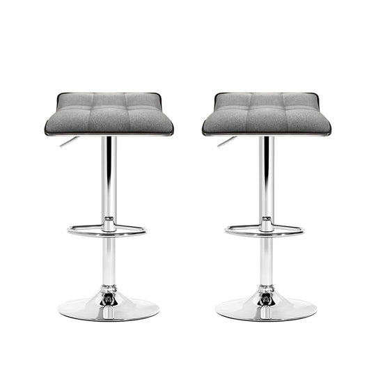 Artiss Set of 2 Fabric Bar Stools Swivel Bar Stools- Grey Chrome - Delldesign Living - Furniture > Bar Stools & Chairs - free-shipping