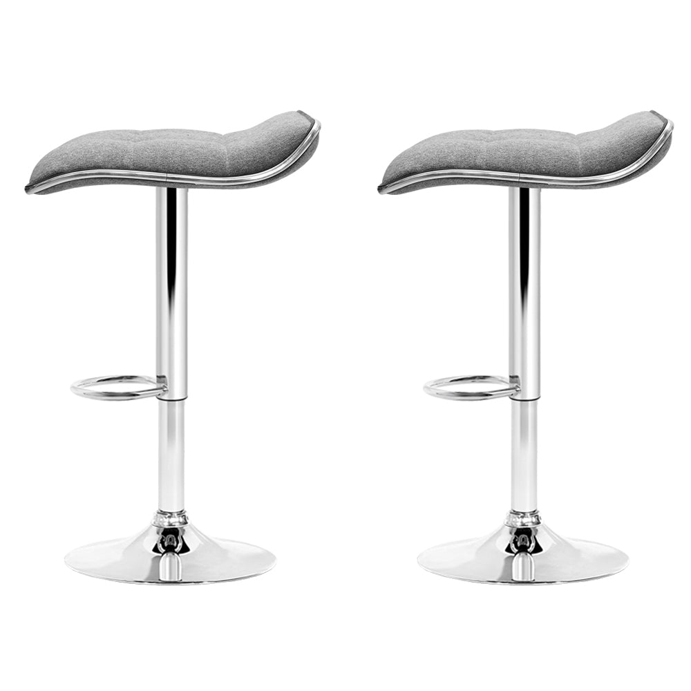 Artiss Set of 2 Fabric Bar Stools Swivel Bar Stools- Grey Chrome - Delldesign Living - Furniture > Bar Stools & Chairs - free-shipping