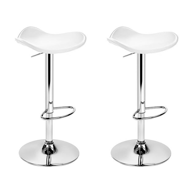 Artiss Set of 2 Gas Lift Bar Stools PU Leather - White and Chrome - Delldesign Living - Furniture > Bar Stools & Chairs - free-shipping, hamptons