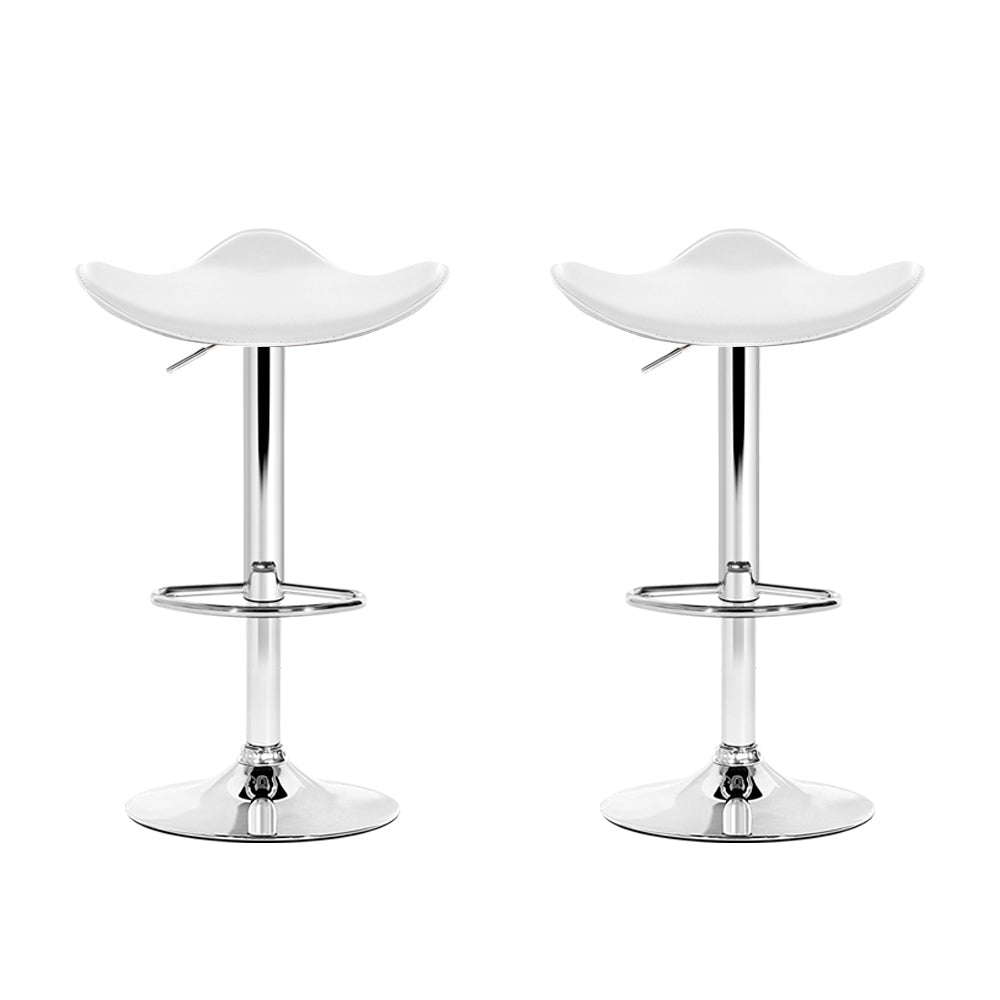 Artiss Set of 2 Gas Lift Bar Stools PU Leather - White and Chrome - Delldesign Living - Furniture > Bar Stools & Chairs - free-shipping, hamptons