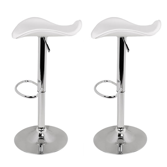 Artiss Set of 2 Gas Lift Bar Stools PU Leather - White and Chrome - Delldesign Living - Furniture > Bar Stools & Chairs - free-shipping, hamptons