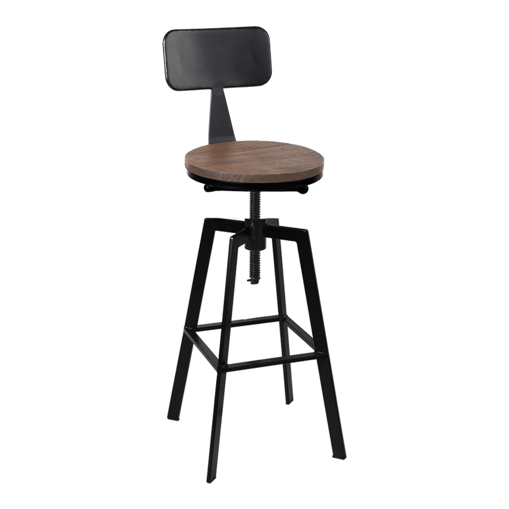 Artiss Rustic Industrial Style Metal Bar Stool - Black and Wood - Delldesign Living - Furniture > Bar Stools & Chairs - free-shipping