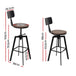 Artiss Rustic Industrial Style Metal Bar Stool - Black and Wood - Delldesign Living - Furniture > Bar Stools & Chairs - free-shipping