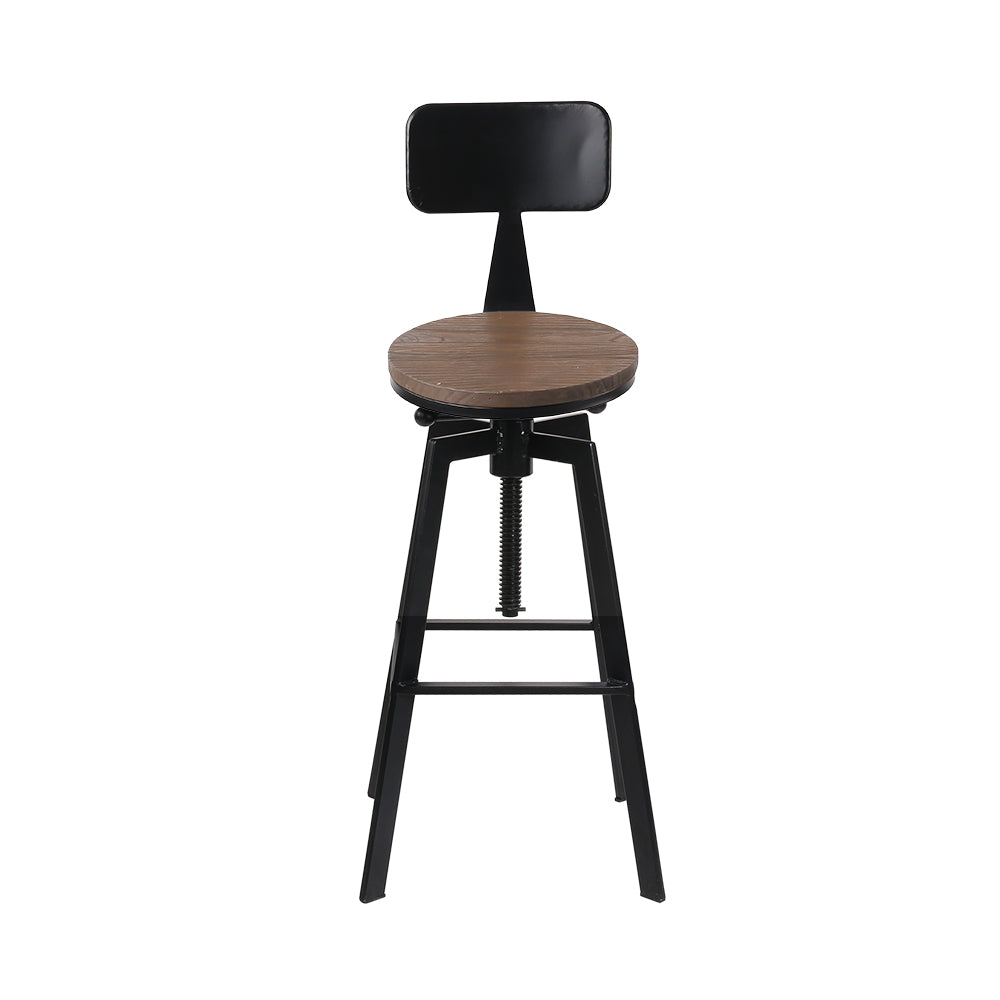 Artiss Rustic Industrial Style Metal Bar Stool - Black and Wood - Delldesign Living - Furniture > Bar Stools & Chairs - free-shipping