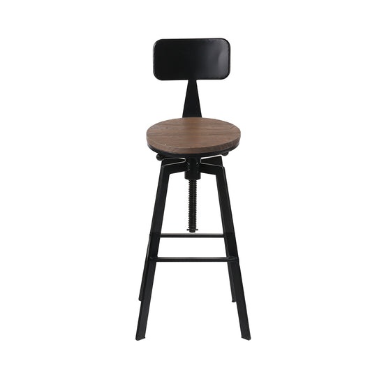 Artiss Rustic Industrial Style Metal Bar Stool - Black and Wood - Delldesign Living - Furniture > Bar Stools & Chairs - free-shipping