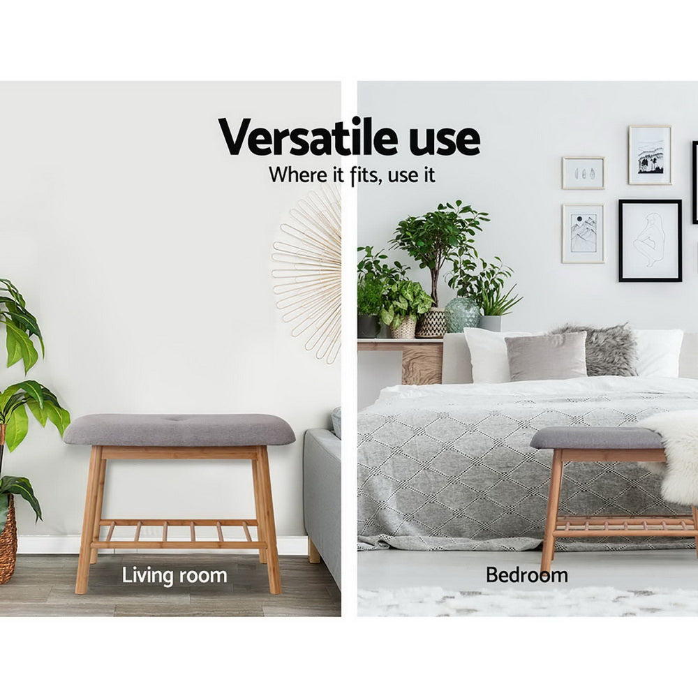 Artiss Shoe Rack Seat Bench Chair Shelf Organisers Bamboo Grey - Delldesign Living - Furniture > Living Room - free-shipping
