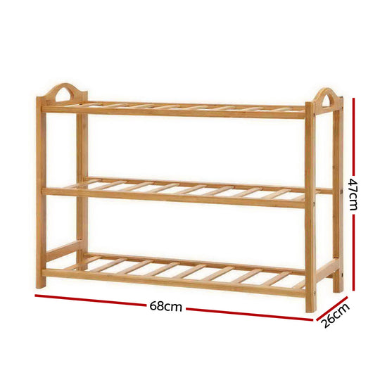 Artiss 3 Tiers Bamboo Shoe Rack Storage Organiser Wooden Shelf Stand Shelves - Delldesign Living - Furniture > Living Room - free-shipping