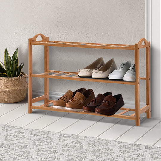 Artiss 3 Tiers Bamboo Shoe Rack Storage Organiser Wooden Shelf Stand Shelves - Delldesign Living - Furniture > Living Room - free-shipping