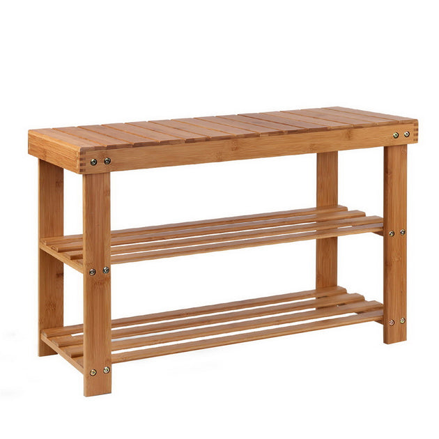 Artiss Bamboo Shoe Rack Wooden Seat Bench Organiser Shelf Stool - Delldesign Living - Furniture > Living Room - free-shipping