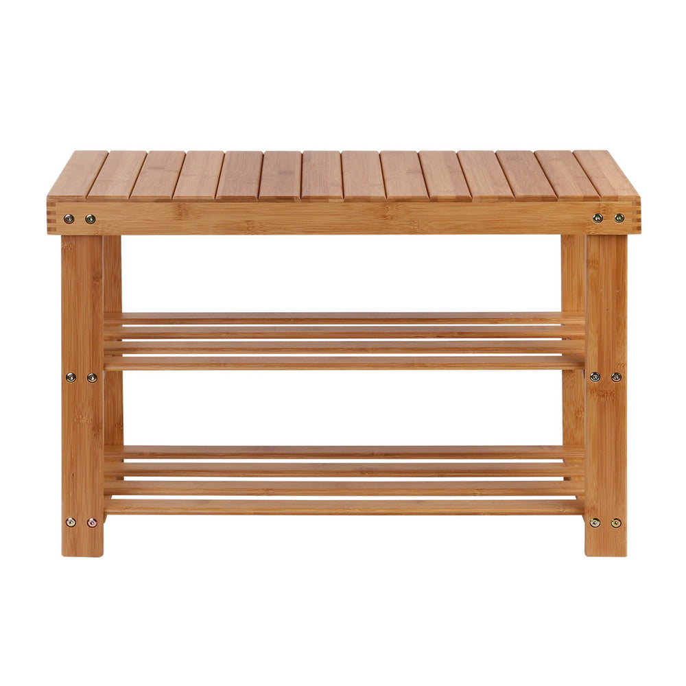 Artiss Bamboo Shoe Rack Wooden Seat Bench Organiser Shelf Stool - Delldesign Living - Furniture > Living Room - free-shipping