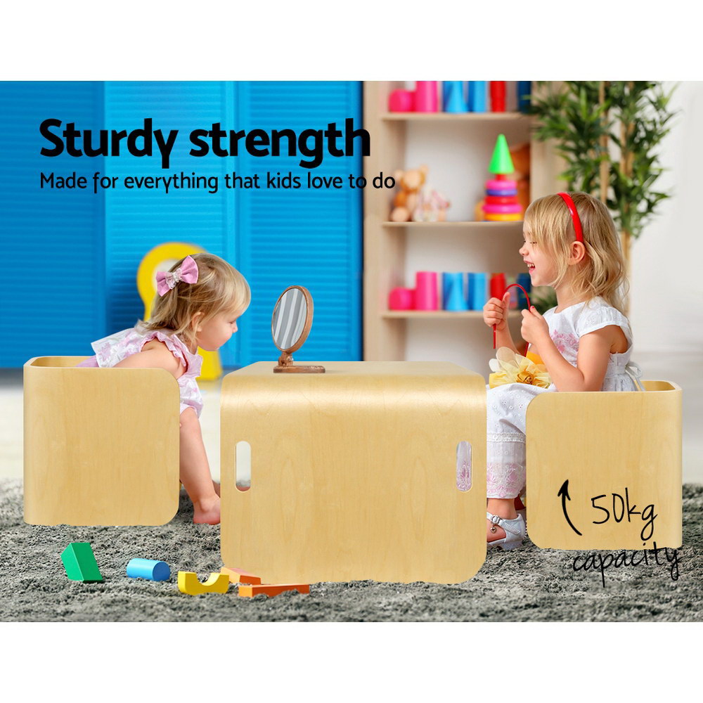 Keezi 3 PC Nordic Kids Table Chair Set Beige Desk Activity Compact Children - Delldesign Living - Baby & Kids > Kid's Furniture - free-shipping