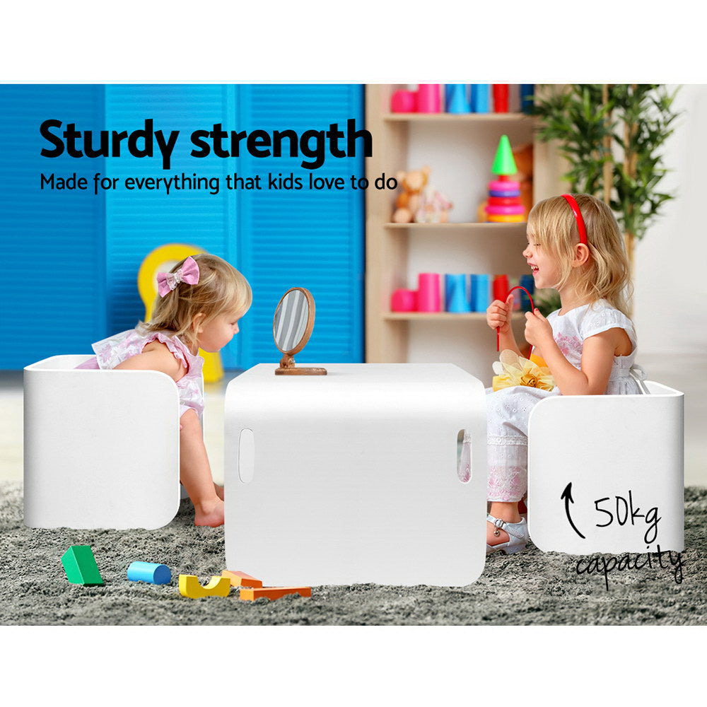 Keezi 3 PC Nordic Kids Table Chair Set White Desk Activity Compact Children - Delldesign Living - Baby & Kids > Kid's Furniture - free-shipping, hamptons