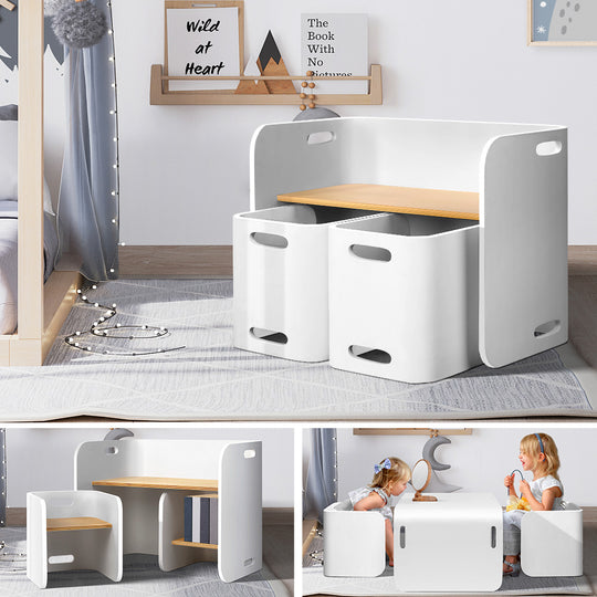 Keezi 3 PC Nordic Kids Table Chair Set White Desk Activity Compact Children - Delldesign Living - Baby & Kids > Kid's Furniture - free-shipping, hamptons