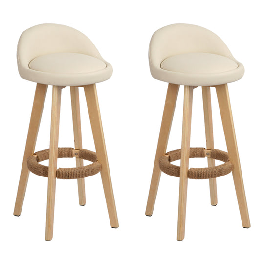 Artiss Set of 2 PU Leather Backrest Bar Stools - Beige - Delldesign Living - Furniture > Bar Stools & Chairs - free-shipping