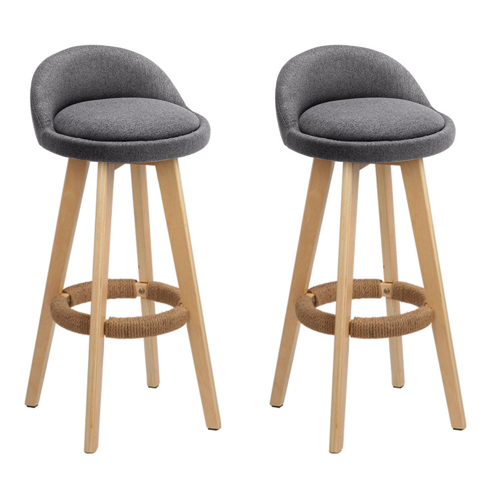 Artiss Set of 2 Fabric Backrest Bar Stools - Grey - Delldesign Living - Furniture > Bar Stools & Chairs - free-shipping