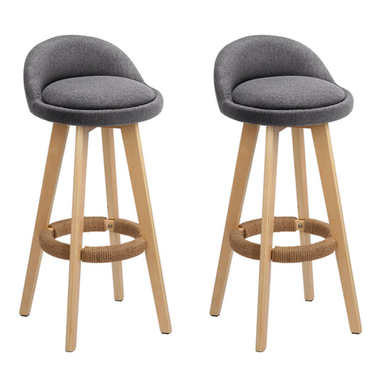 Artiss Set of 2 Fabric Backrest Bar Stools - Grey - Delldesign Living - Furniture > Bar Stools & Chairs - free-shipping